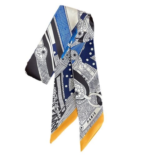 French retro light luxury saddle print ribbon print silk scarf bag strap wrapped handle silk tie decoration