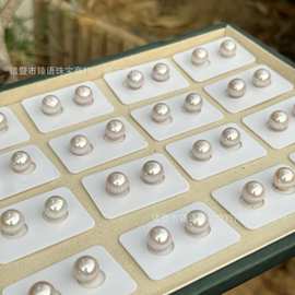 11-12mm天然淡水珍珠曼塔玫瑰耳钉耳扣S925银正圆基本无暇爱迪生