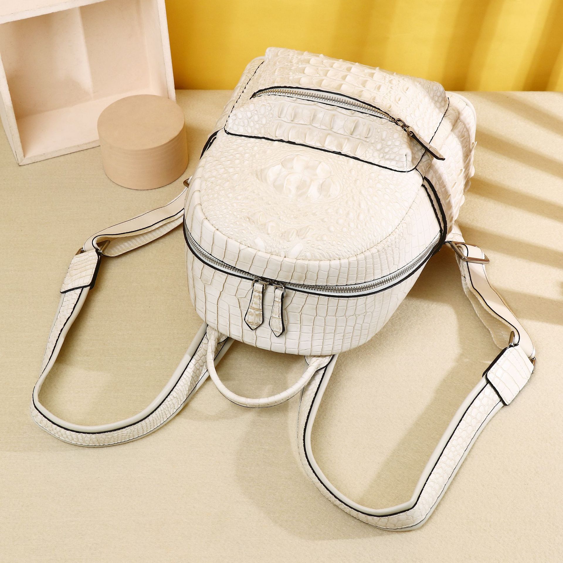 Ba lô nữ họa tiết xương cá sấu dung tích lớn phong cách thời trang chi tiết 13