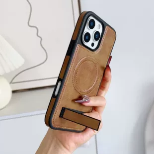 Чехол для iPhone 16 Pro Max с подставкой кожаный магнитный противоударный
