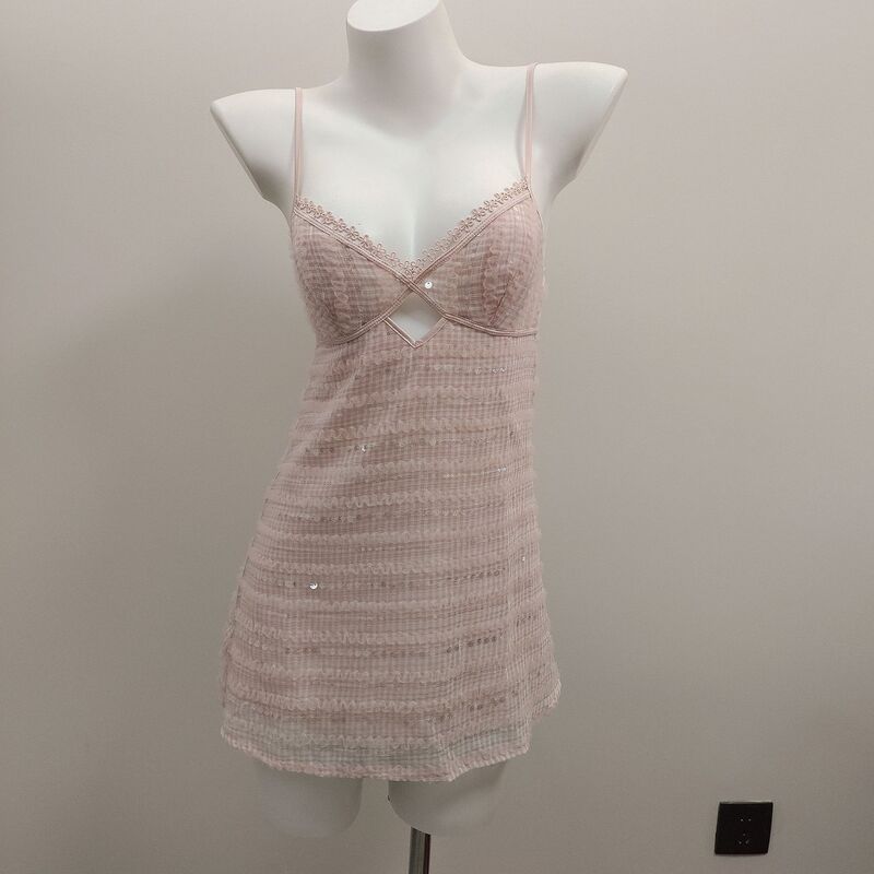 Sexy Pajamas for Women 2024 Summer New Style French Style Slimming Look Slimming Look Shiny Sequin Short Suspender Nightgown for Home Use