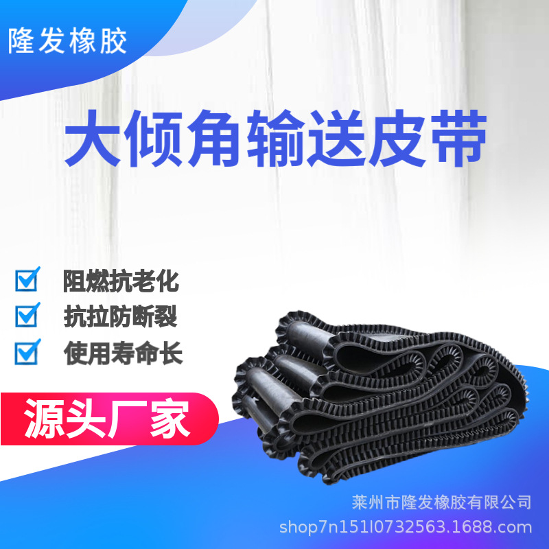 大倾角输送皮带斗式提升机提升带厂家物料运送波状挡边带批发