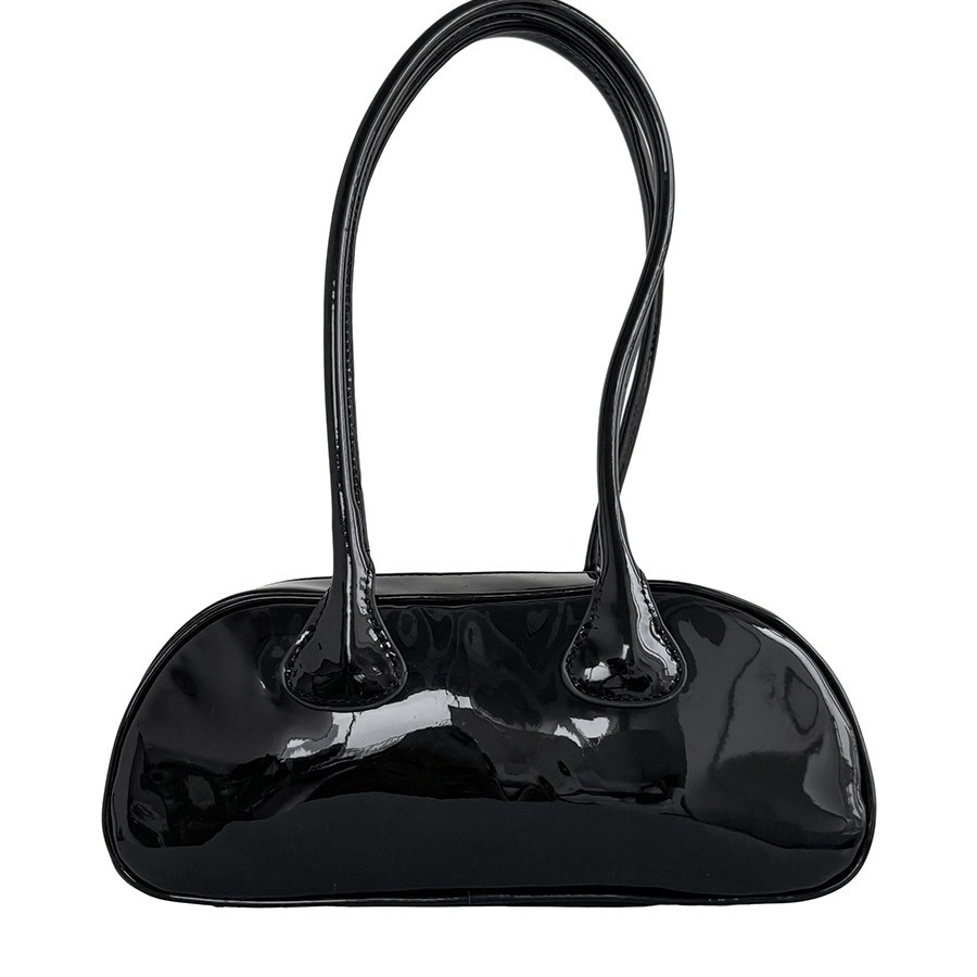 Small group glossy PU stick Korean version, new single shoulder underarm bag, patent leather shaping, fashionable and_voghion.com