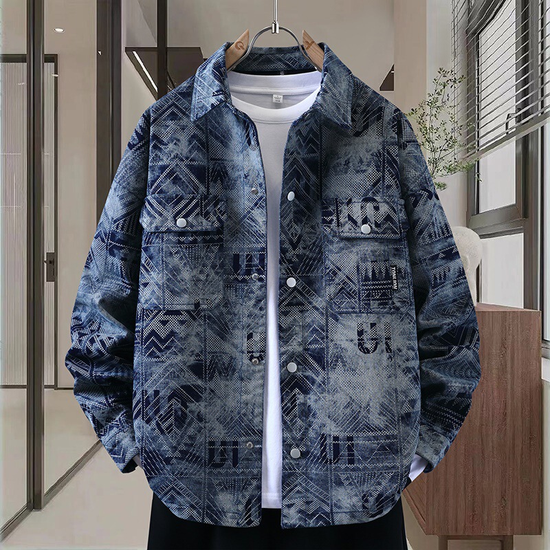 Denim Jacket Autumn High-End Fashion Top for Teenagers Male College Students Handsome High Street Lapel Trendy Jacket