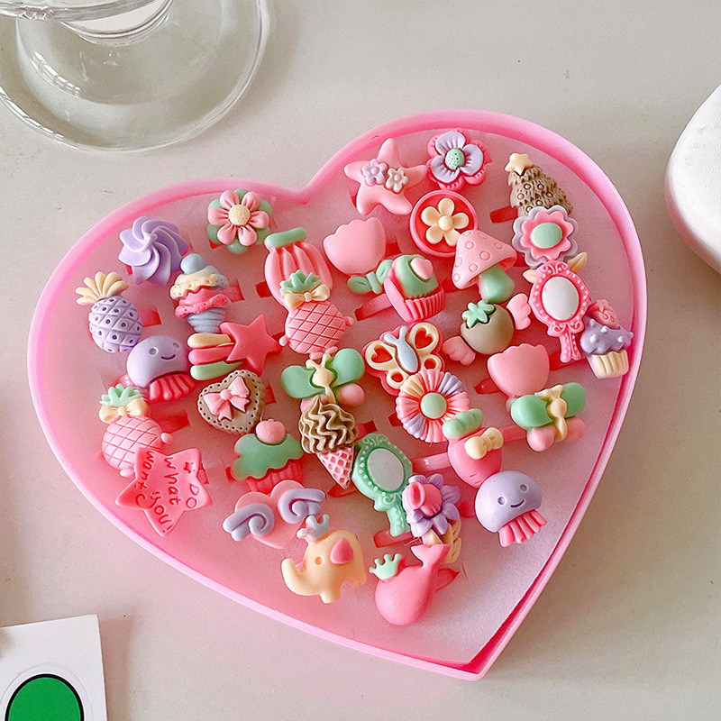 Nuevo anillo para niños sirena anillo para niños una caja de anillos de joyas para niñas juego de juguetes para niñas