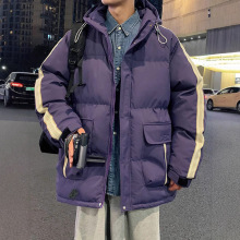 NASA侧条纹羽绒棉服男秋冬季2024加绒加厚工装大口袋晋江棉衣外套