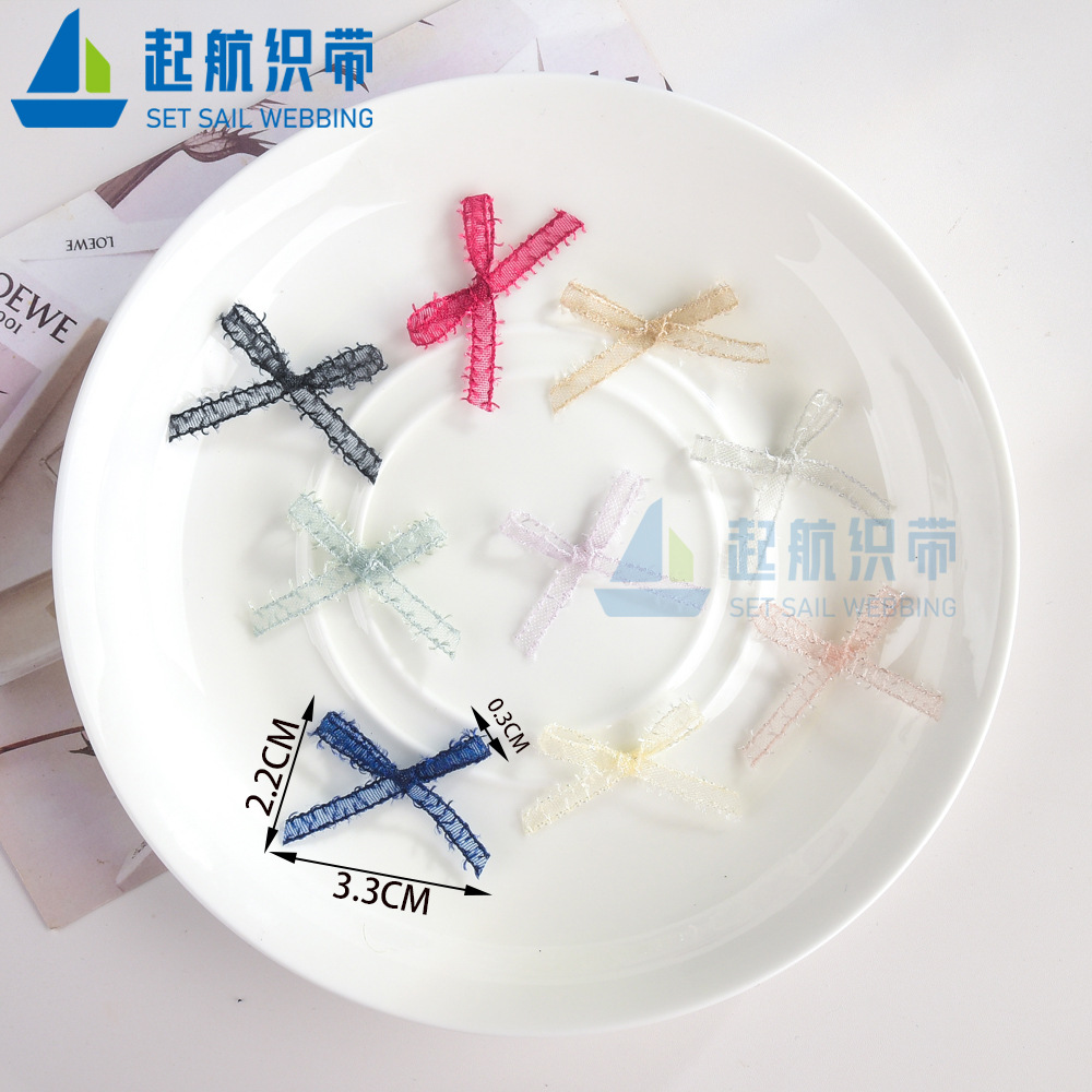 韓版手工小蝴蝶結雪紗帶棉拖鞋配件服裝絲帶蝴蝶結輔料廠批發