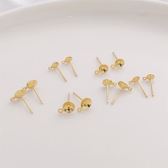 Polished 14k gold-plated silver bowl-shaped imitation needle earring with pendant DIY handmade earring jewelry accessory