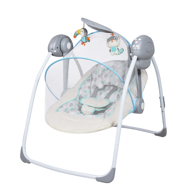 Silla mecedora para bebés – con mosquitero, artefacto calmante, venta directa de fábrica 2025