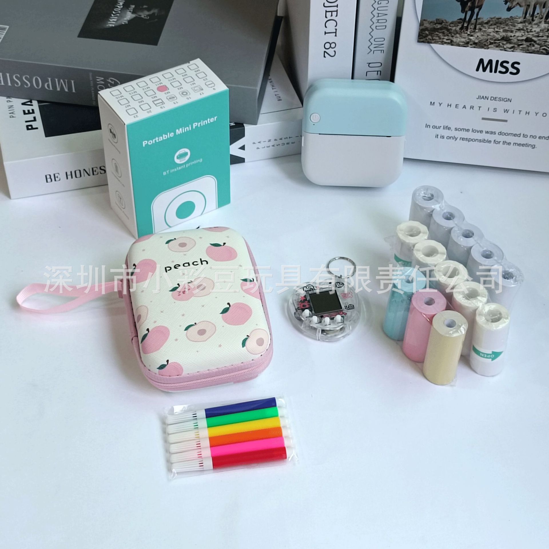 M3 블루 + 감열지 5개 + 접착지 5개 + 색종이 3개 + 색펜 + 가방 + 전자 애완동물