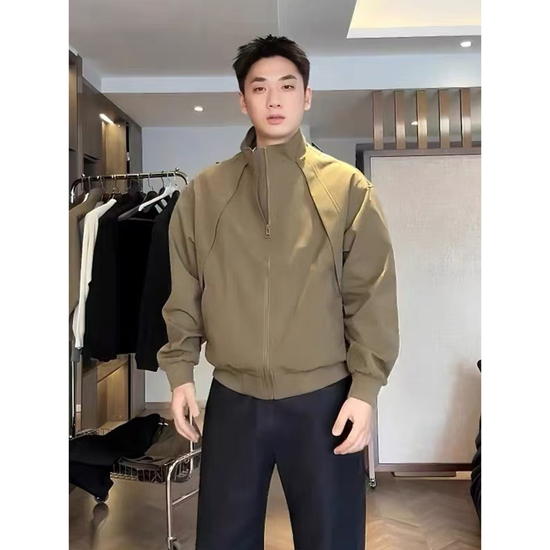 Khaki American Bomber Jacket Men's Autum Outdoor Functional Soft Shell Jacket Deconstructed Short Work Jacket