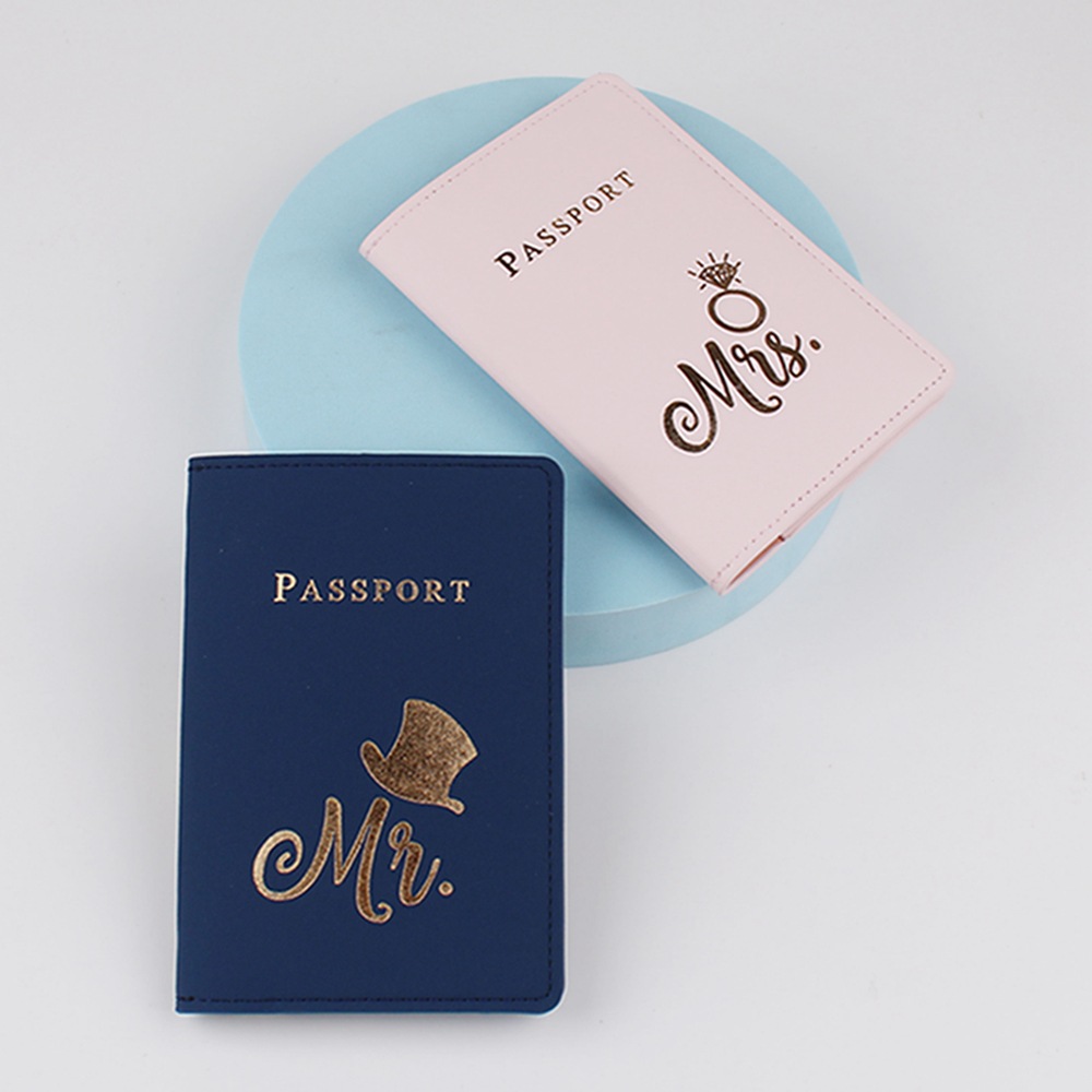 Pasaporte de viaje cubierta titular del pasaporte puleather creativo estampado pareja de negocios conmutar bolsa de almacenamiento de documentos en stock