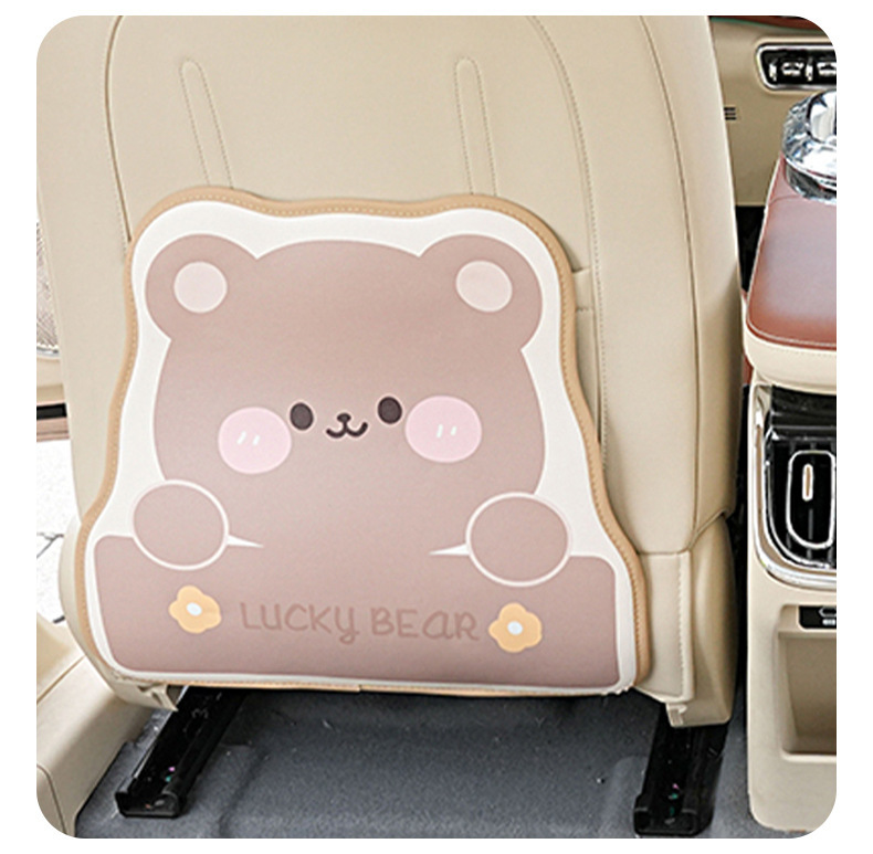 Blue Rain car seat back protector, leather car rear seat protection pad, cartoon bear design, car anti-dirt protection pad