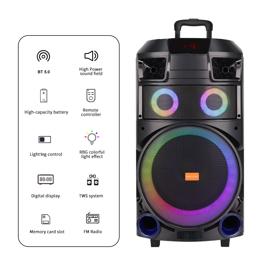 ZQS12151 Professionaalne lava suure heliga suure võimsusega käru Big Sound Square Dance Bluetooth kõlar_voghion.com