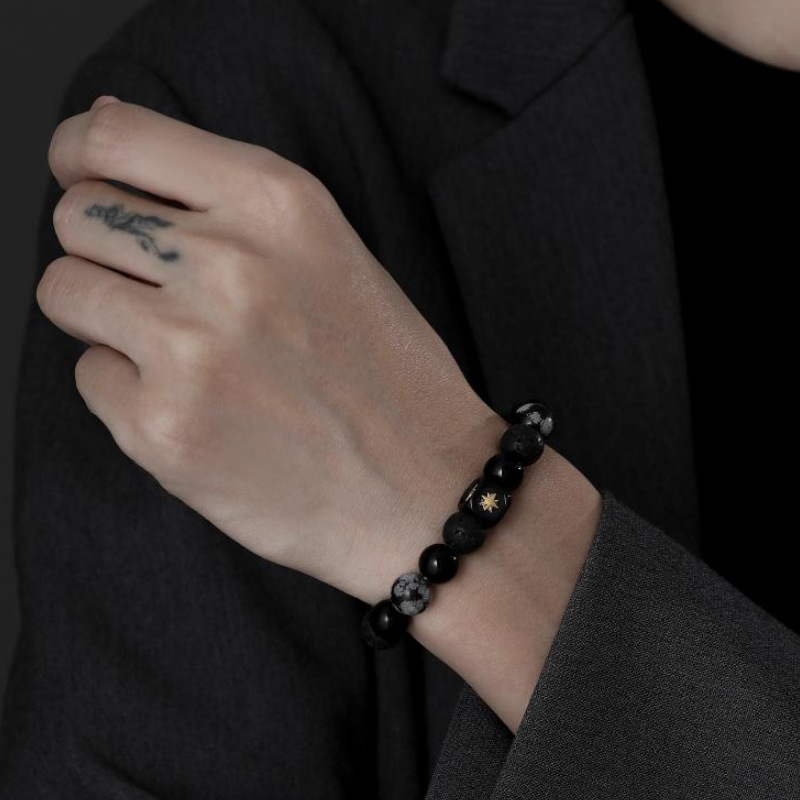 Couple Gender IG Style Simple Style Geometric Star Natural Stone Titanium Steel Beaded Couple Bracelets