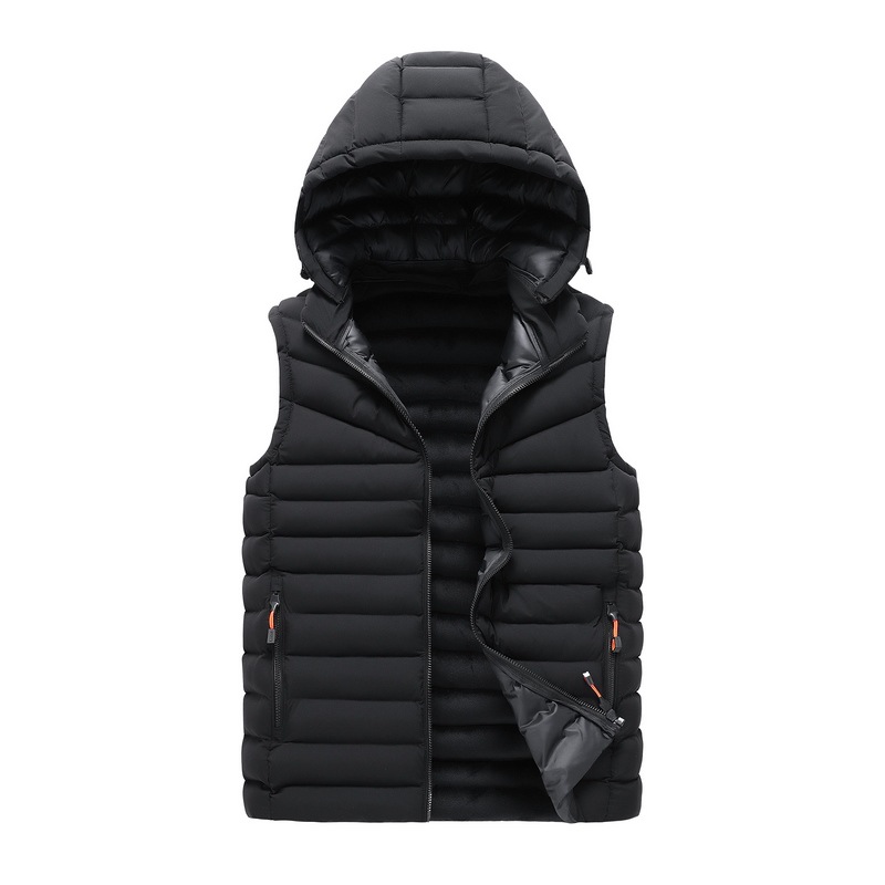 2021 chaleco Chaleco de algodón de comercio exterior transfronterizo para hombres Chaleco de talla grande otoño e invierno abrigo de hombre con capucha con forro polar logotipo imprimible