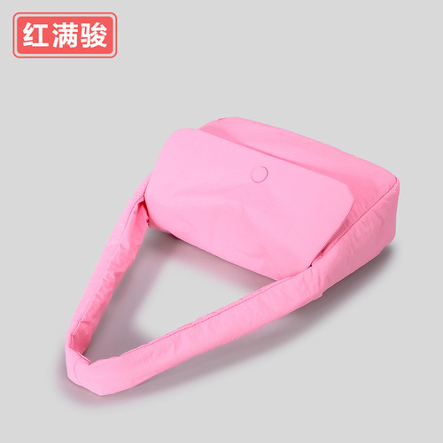 New Foldable Tote Bag for Women, Simple Nylon Fabric Soft Face Lightweight, Clasp Shoulder Bag, Multicolor Cross-Strap Bag