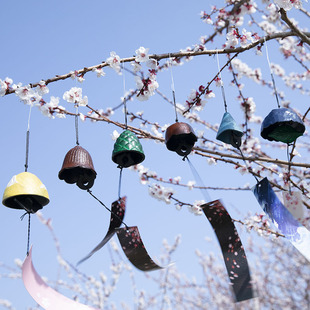 Chinese and Japanese Cast Iron Wind Chimes B&B Metal Retro Japanese Style Scenic Balcony Outdoor Courtyard Wholesale Hanging Bell