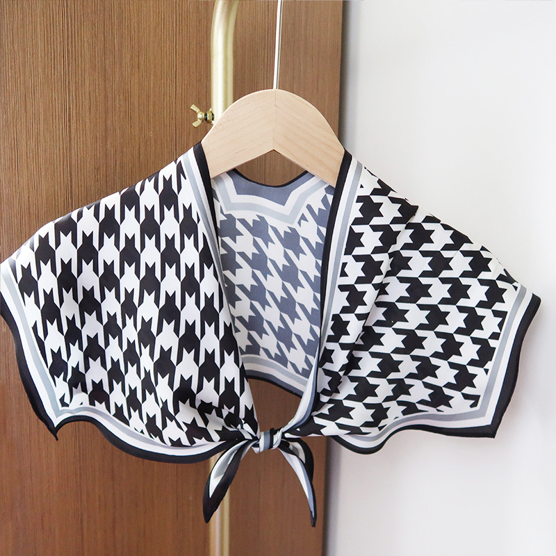 2025 nuevo bufandas de seda hexagonal bufandas de hombro alta sensación de moda de diseño minimalista de seda simulada bufandas temperamento universal