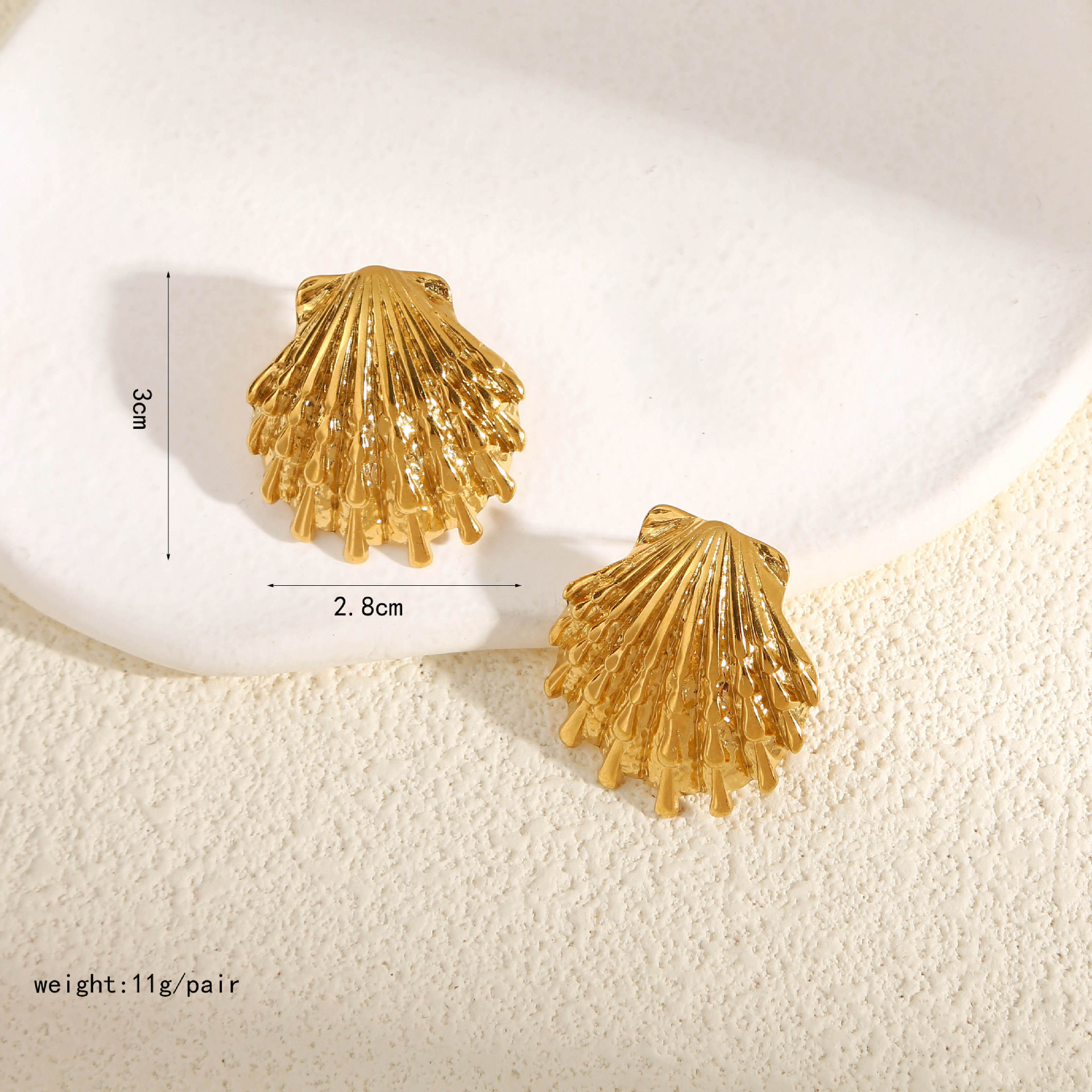 1 Pair Vintage Style Classic Style Scallop Star Starfish Plating 304 Stainless Steel Ear Studs display picture 5