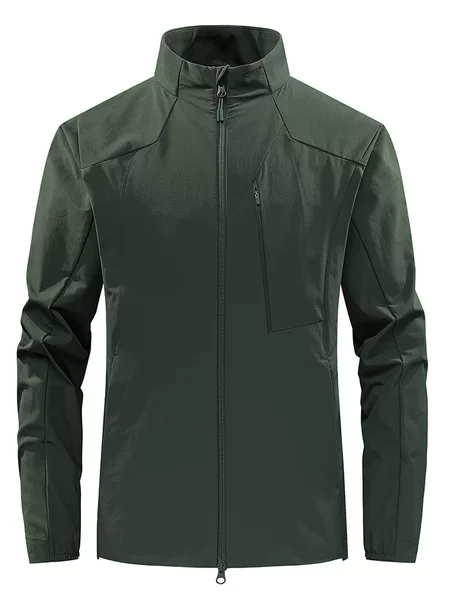 Spring mountain-style men's stand-up collar softshell jacket, windproof, waterproof, breathable outdoor functional jacket