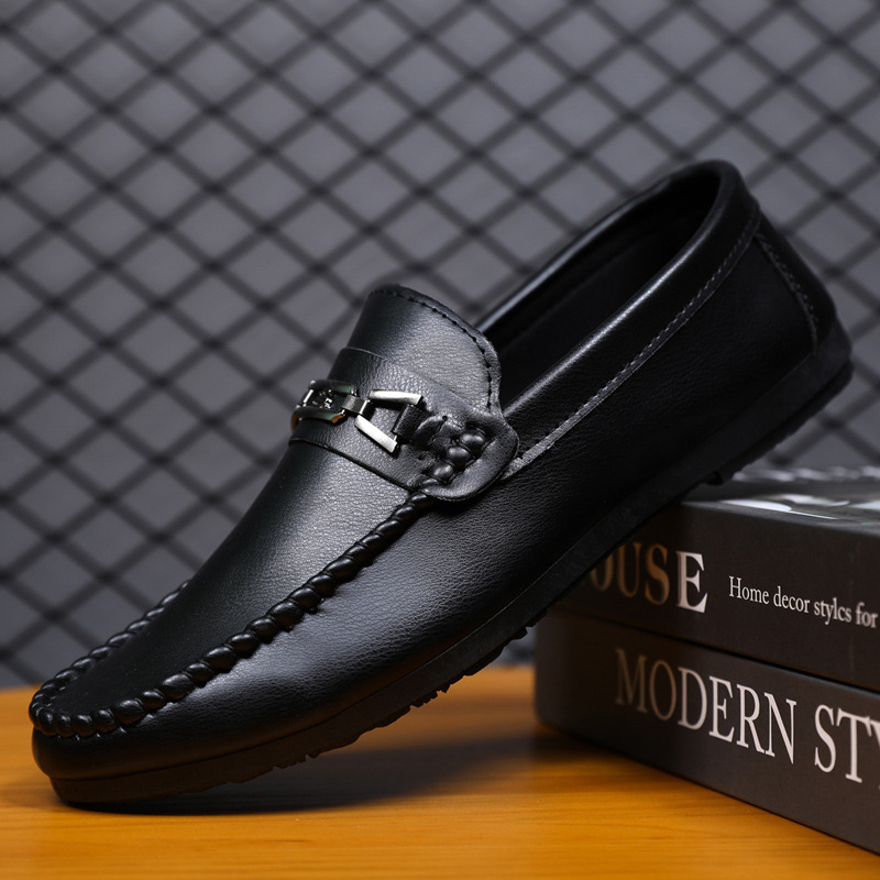 2023 New Spring Casual Lightweight Beanie Shoes Men's Loafers Street Style Spiritual Guys Leather Waterproof Men's Shoes