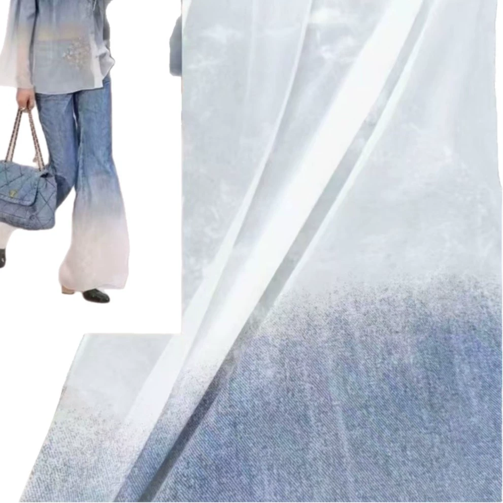 Summer denim shiffon shirt, trousers, cloth, direct factory sales, (Physicals), gradient