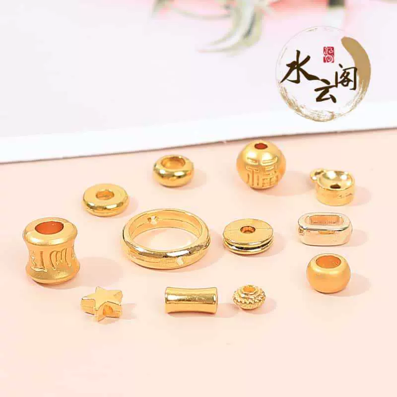 古法金保色回纹珠六字真言隔珠隔片diy串珠手链项链饰品配件批发