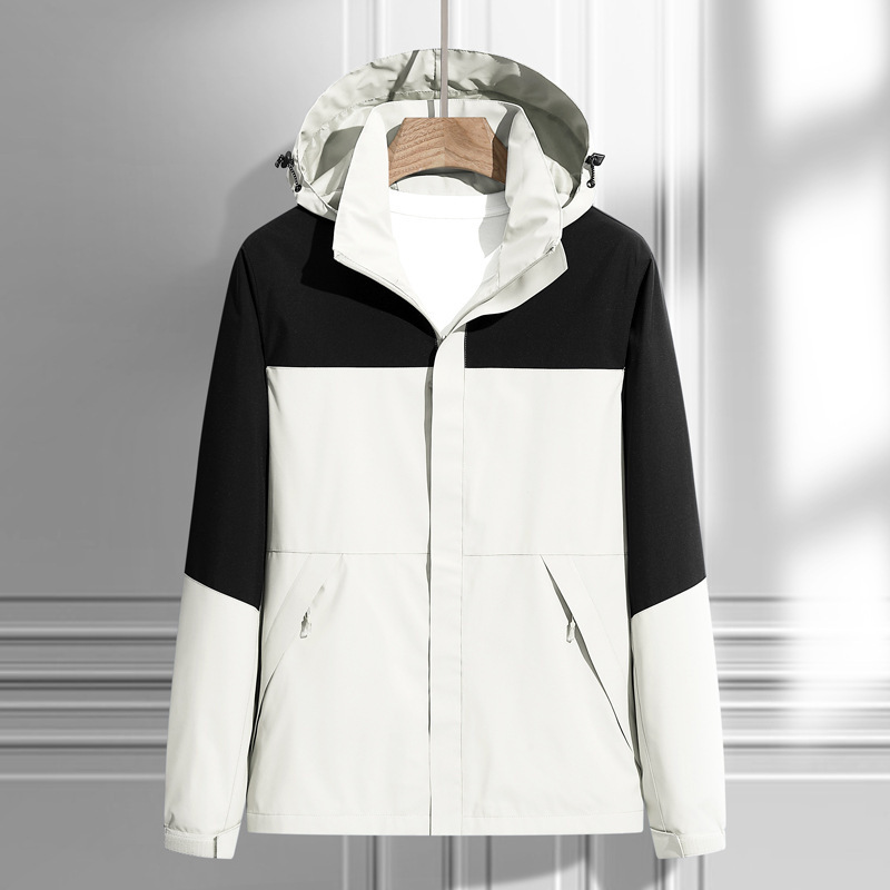 2023春秋新款防风外套户外冲锋衣男单层休闲工装印logo薄款登山服