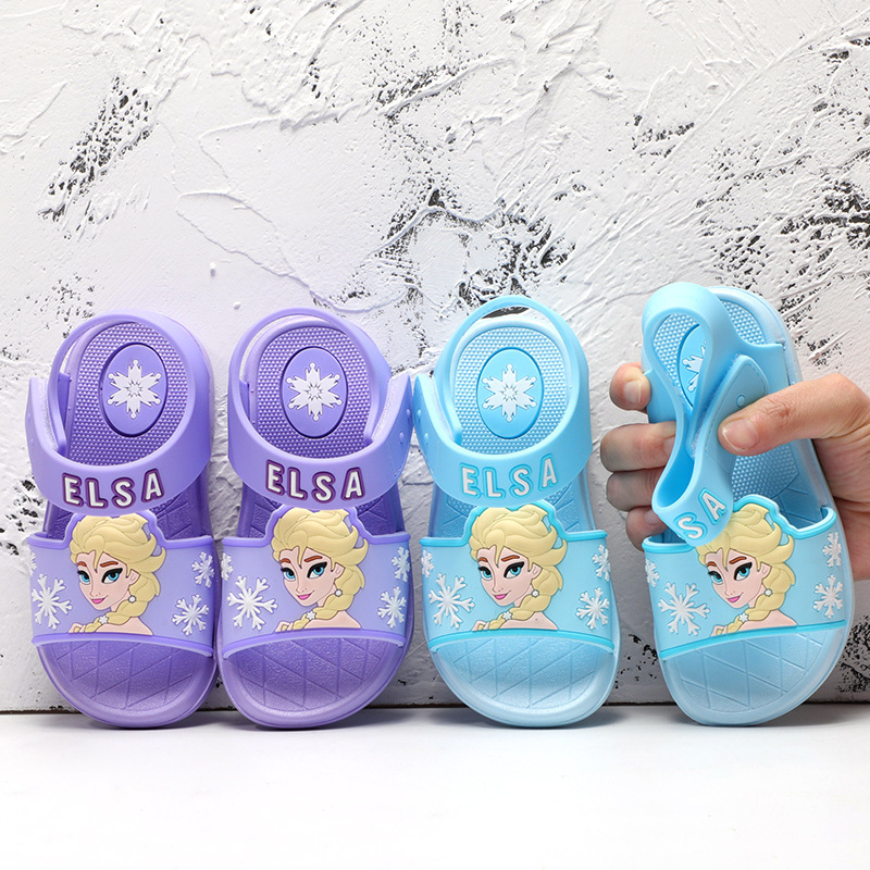Ice and Snow Princess Slippers Summer New Aisha Girls Sandals Soft Sole Non-slip Children's Sports Beach Shoes