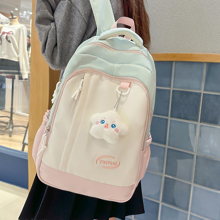 학생 Schoolbag 새로운 캐주얼 학생 배낭 대비 컬러 중학교 학교 가방 여성의 일본 대용량 접합 배낭