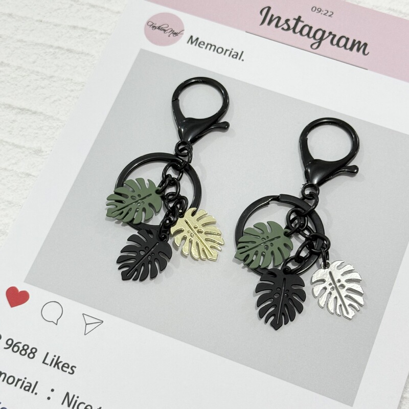 Cross-Border Amazon Hot-Selling New Turtle Leaf Simple Alloy Leaf Bag Pendant Keychain Factory Direct Sale