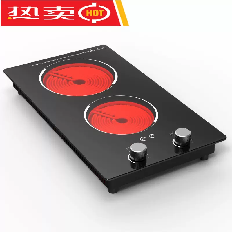 竖款旋钮双电陶炉多头磁炉嵌入台式多灶四六头电炉110V/220v英文