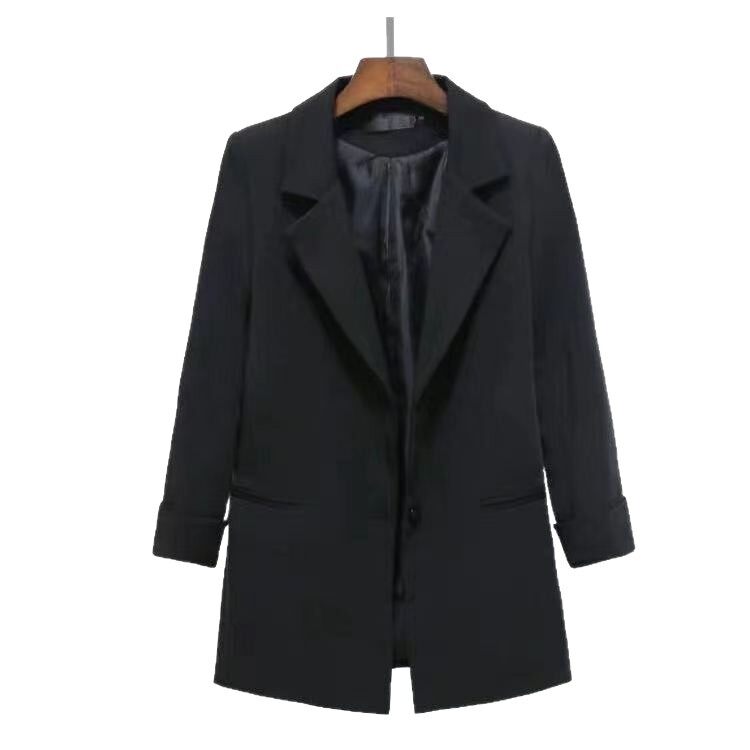 Áo vest nữ dáng rộng cổ vest tay dài phong cách thanh lịch — Tính khí đen