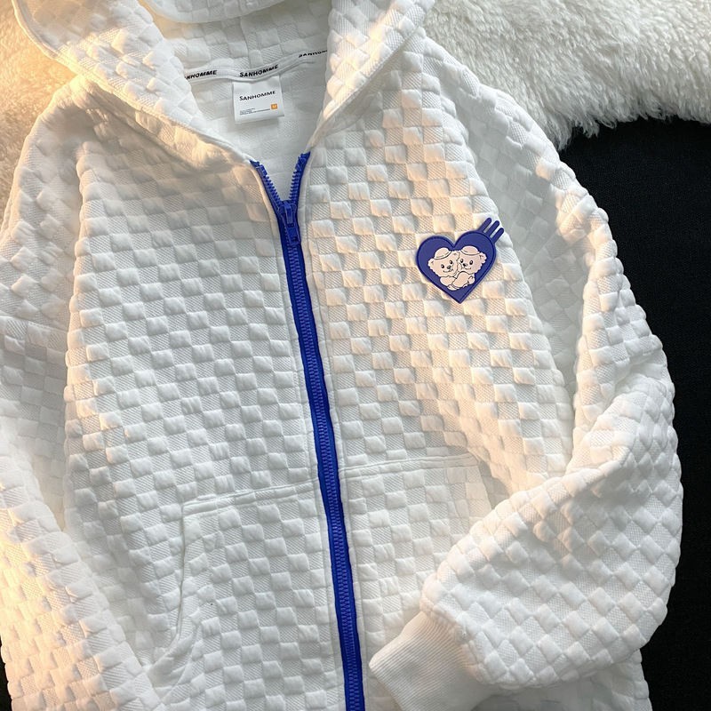Nueva Sudadera Waffle de Otoño 2026 para Mujer, Estilo Coreano, Delgada, con Capucha y Cremallera, Chaqueta para Mujer, Venta al por Mayor