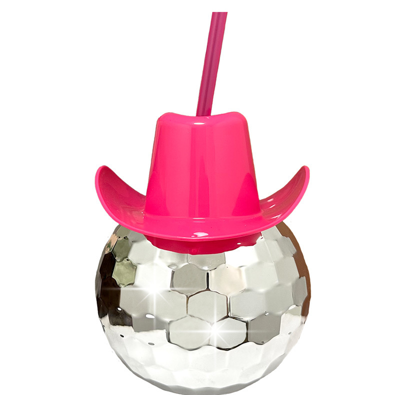 New cowboy hat electroplating water Cup discoball round ball straw Cup 600ml wine glass party supplies Amazon