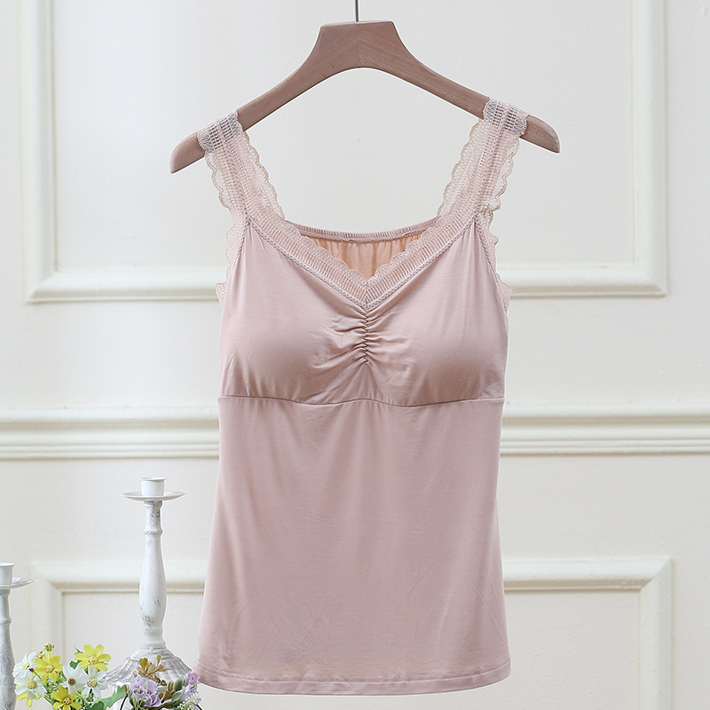 Camisole with Chest Pad Modal -1072 Mena Shudan Bra-Free Sports Vest Lace