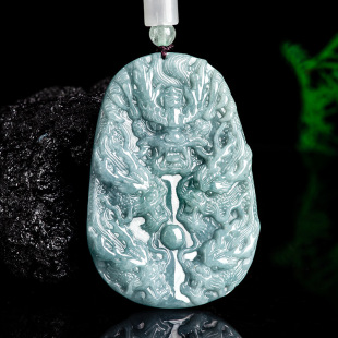 genuine goods Natural A Goods Jade Blue Water Kowloon Zodiac Dragon Jade Pendant High-end Men's and Women's Pendant Jade Pendant