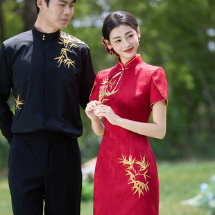 New Chinese-Style Red Toast Dress Cheongsam 2025 New Bride Wedding Slim Engagement Dress Petite Wedding Dress