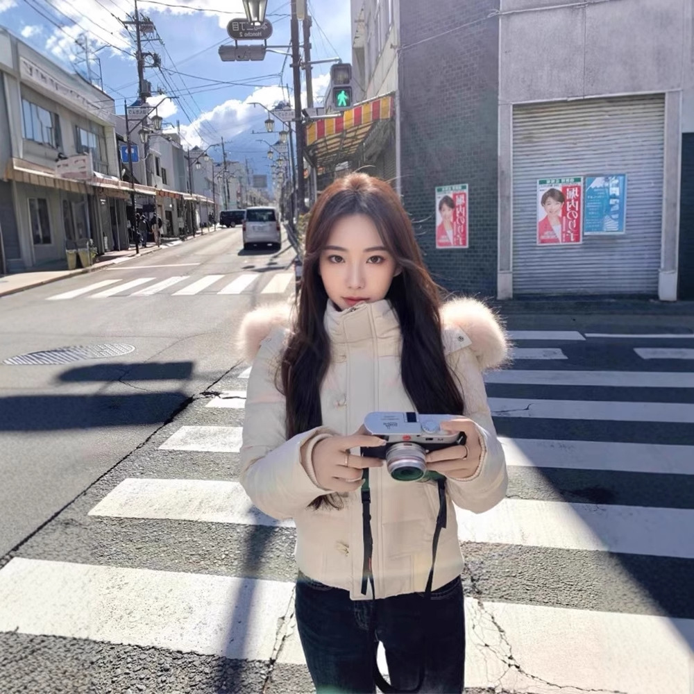 Chaqueta de algodón con cuello con capuzas para mujeres invierno 2025 nuevo estilo retro americano grueso calentamiento antifrío ropa de pan corta