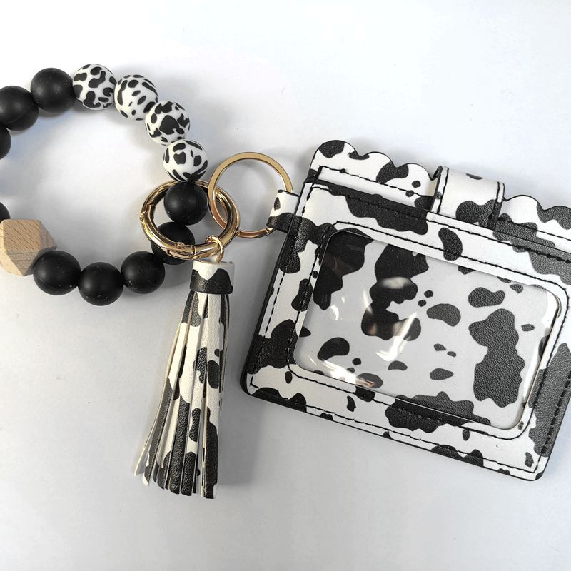 Bag Pendant, Keychain Classification Retro Simple Style Cow Pattern Leopard Pu Leather Silica Gel Women's Bag Pendant Keychain