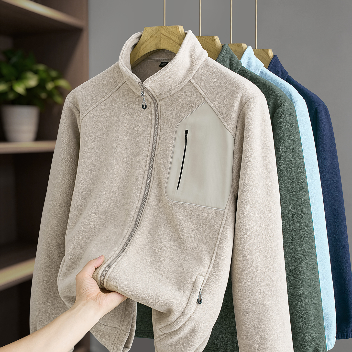 026 Autumn/Winter New Collection: Men's Loose-Fit, Casual, Warm, and Versatile Fleece Cardigan with a Round Neck
