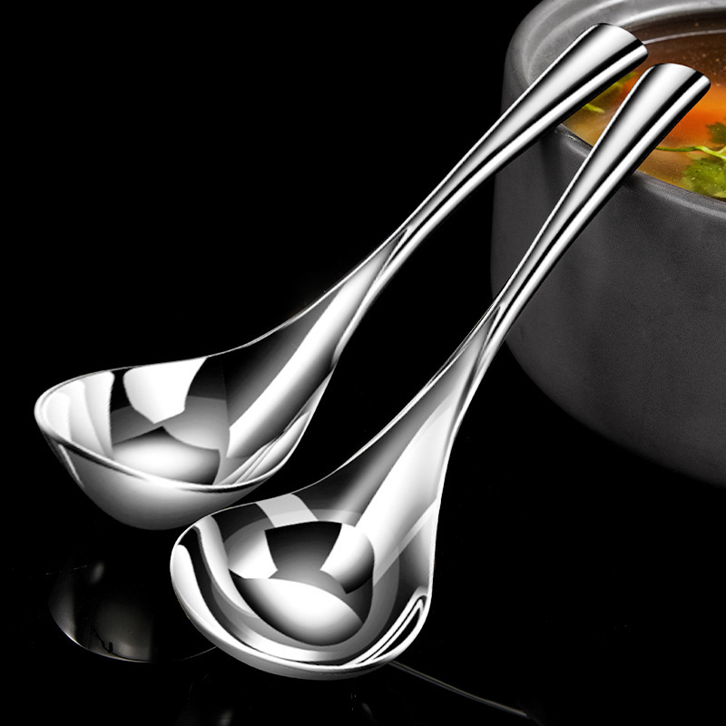 Thickened 304 Stainless Steel Self-Service Public Spoon, Deepened Large Spoon, Restaurant Serving Spoon, Soup Spoon