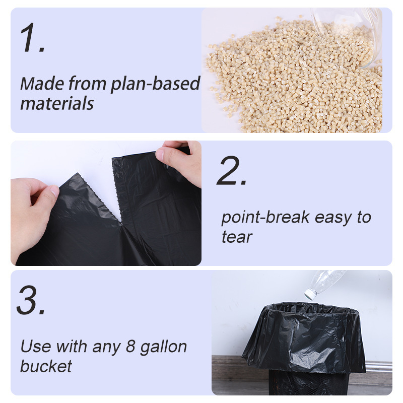 Amazon negro almidón base de basura degradable bolsa de basura engrosada aumentar la bolsa de reemplazo de inodoro desechable limpieza mayorista