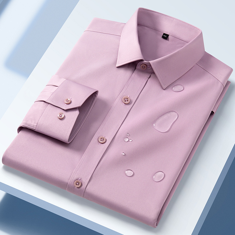 Three-proof Long-sleeved Shirt Men's Wear S325 Business Wear Work Clothes Top Cardigan No Pocket Dress Men's Shirt White