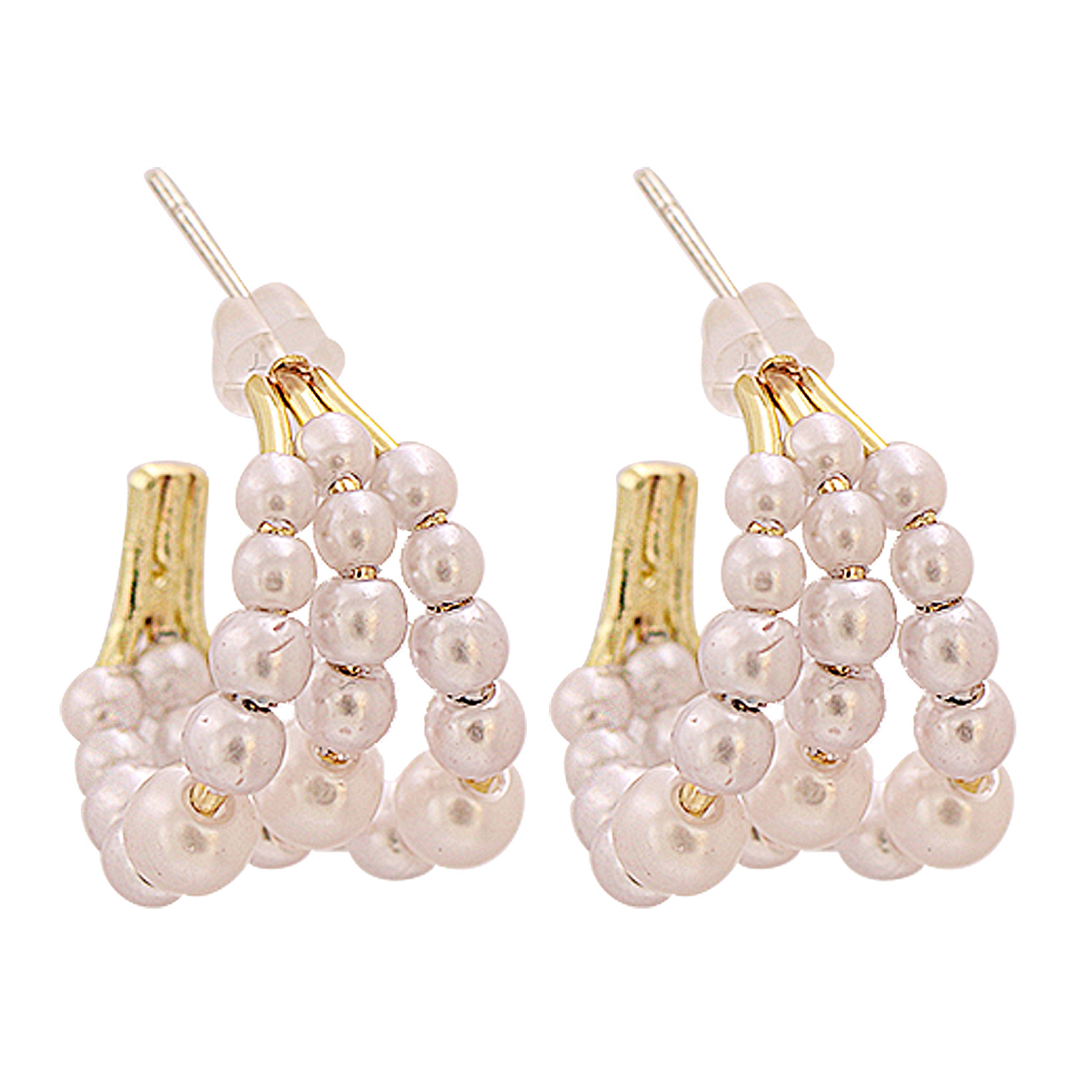 Fashion C-shaped Pearl Circle-shaped Alloy Earrings Wholesale display picture 7