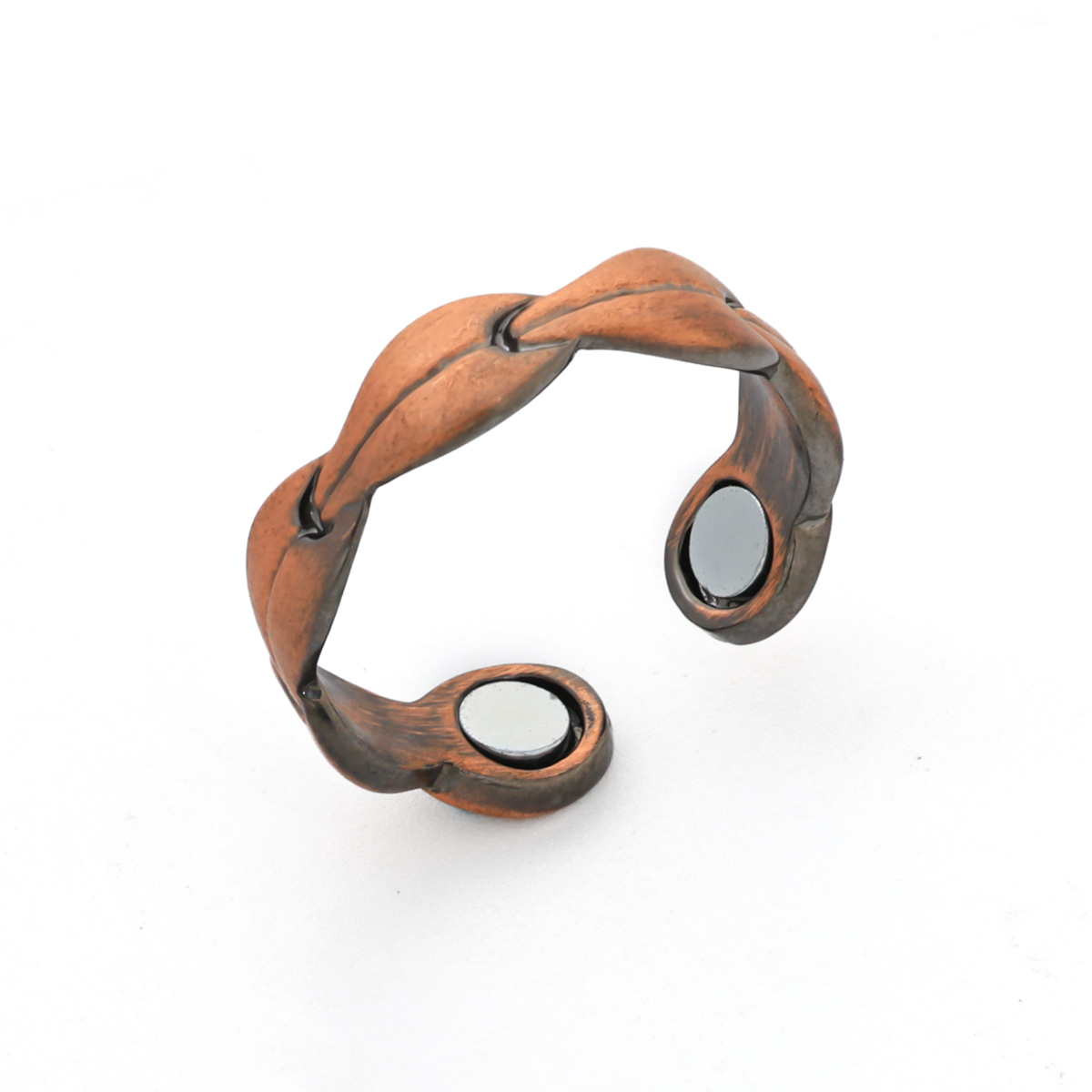 Pulseras de pareja populares europeas y americanas, joyería de metal con superficie lisa, magnética, ajustable y de extremo abierto para hombres y mujeres.