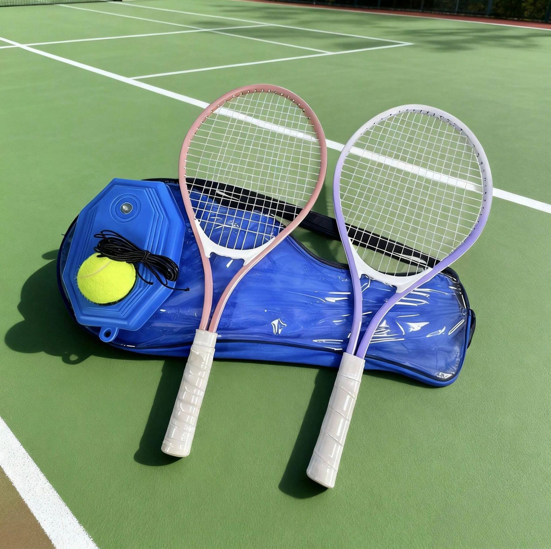Tennis Racket Set Youth Sports Training, Double Racket with 1 Ball Tennis Base, Tennis Training Set