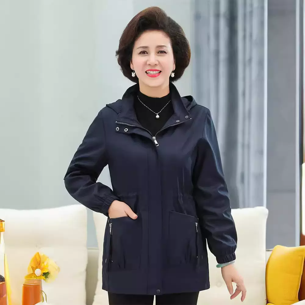 中老年女装风衣2025年春秋短款妈妈洋气夹克外套大码休闲衣服时尚