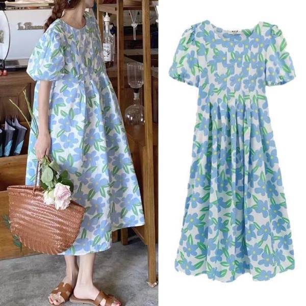 Fresh maternity dress summer Korean style loose fashionable mom French printed doll for pregnant women dress summer outing